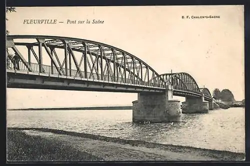 AK Fleurville, Pont sur la Saône