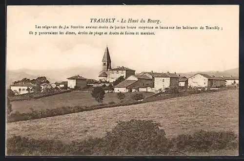 AK Trambly, Le Haut du Bourg avec église et maisons environnantes