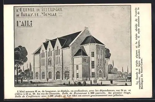 AK Paray-le-Monial, L`Abri du Pélerinage, Vue de l`édifice avec salle de restaurant et salle de conférences