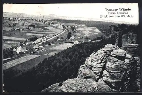 AK Tyssaer Wände /Böhm. Schweiz, Blick von den Wänden