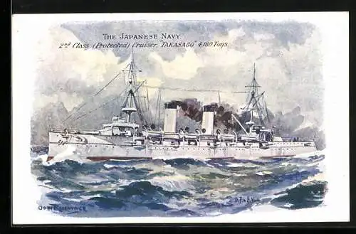 Künstler-AK 2nd Class Cruiser Takasago, The Japanese Navy