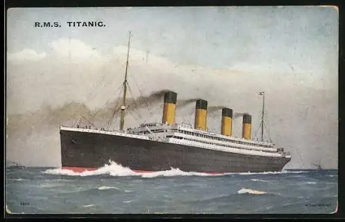 AK Passagierschiff R.M.S. Titanic der White Star Line in voller Fahrt auf hoher See