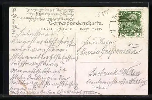 Lithographie Pfunds, Totalansicht mit Gasthof zur Post