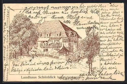 Künstler-AK Irschenhausen, Das Landhaus Schönblick