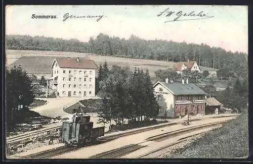 AK Sommerau, Bahnhof mit Gasthof Sommerauer-Hof