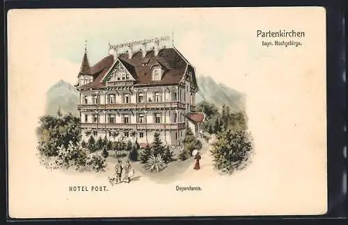 Künstler-AK Eugen Felle: Partenkirchen, Dependance Hotel Post von C. Kolb