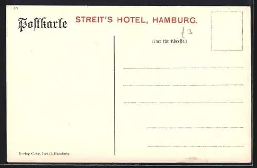 AK Hamburg-Neustadt, Streit's Hotel