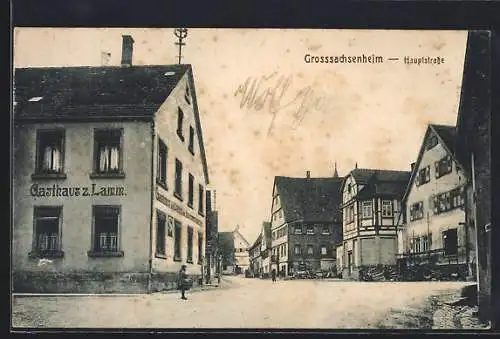 AK Grosssachsenheim, Hauptstrasse mit Gasthaus zum Lamm