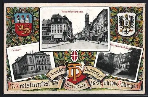 AK Göttingen, 17. Kreisturnfest des Turnkreises 1914, Turnfest, Weenderstrasse