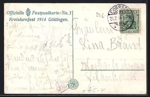 AK Göttingen, 17. Kreisturnfest des Turnkreises 1914, Turnfest, Weenderstrasse