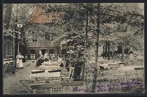 AK Cottbus, Restaurant Markgrafenmühle mit Besuchern