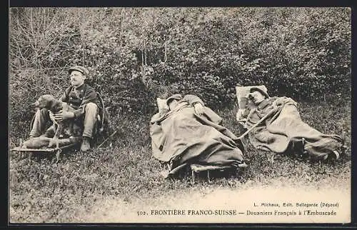 AK Frontière Franco-Suisse, Douaniers Francais à l`Embuscade, Diensthund