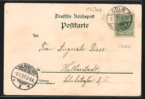 Lithographie Köln, Blick auf den Dom