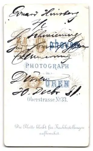 Fotografie M. Ophoven, Düren, Oberstrasse 33, Eduard H. im Porträt