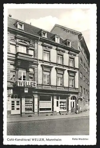 AK Mannheim, Café-Konditorei Weller, Dalbergstrasse 3