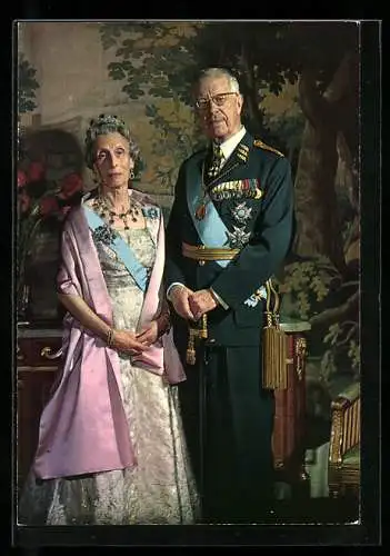 AK Portrait von König Gustaf VI. Adolf von Schweden und Königin Louise