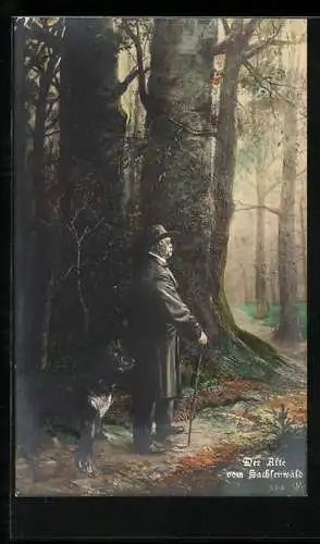 Foto-AK NPG Nr. 4994: Der Alte vom Sachsenwald, Otto von Bismarck mit Hund
