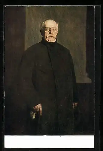 Künstler-AK Otto von Bismarck im Mantel mit Gehstock