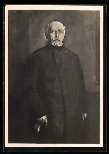 Künstler-AK Otto von Bismarck mit Gehstock und Mantel