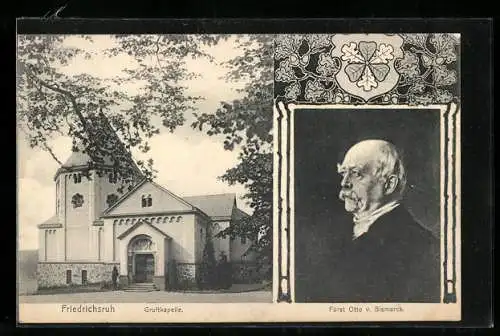 AK Friedrichsruh, Gruftkapelle und Motiv von Bismarck