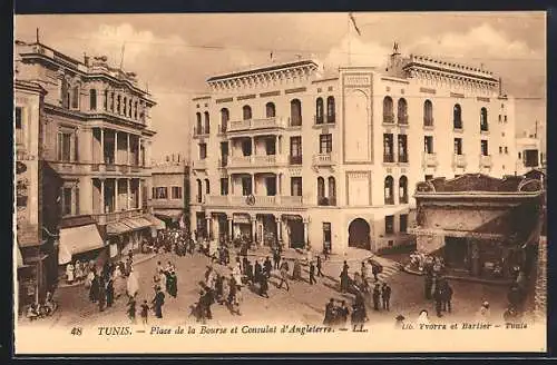 AK Tunis, Place de la Bourse et Consulat d`Angleterre