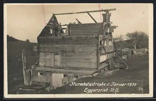 AK Eggersriet, Zerstörtes Haus, Sturmkatastrophe 1919