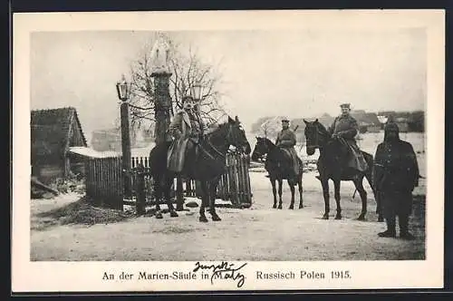 AK Mazy Jugan, Soldaten an der Marien-Säule