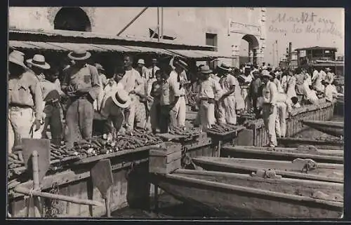 AK Barranquilla, Markt am Rio Magdalena