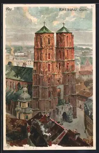 Künstler-AK Heinrich Kley: Breslau, Ansicht vom Dom