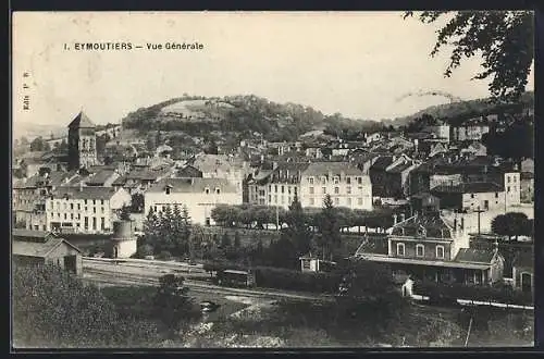 AK Eymoutiers, Vue Générale, Ortsansicht mit Bahnhof