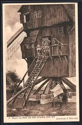 Künstler-AK Godewaersfelde /Flandre, Moulin du Mont des Cats ,1917