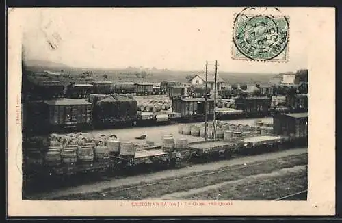 AK Lézignan /Aude, La Gare, les quais