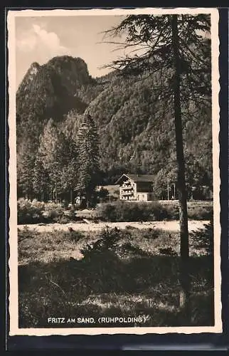 AK Ruhpolding, Gasthof Fritz am Sand mit Umgebung