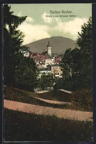 AK Baden-Baden, Ortsansicht von Schloss Solms aus