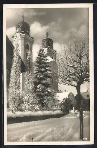 AK Lindenberg /Allgäu, Neue Stadtpfarrkirche im Winter