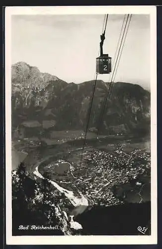 AK Bad Reichenhall, Selbahn auf dem Predigtsruhl mit Stadtansicht