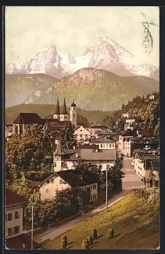 AK Berchtesgaden, Ortsansicht mit Alpenpanorama