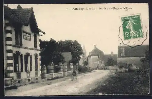 AK Allerey, Entrée du village et la Poste