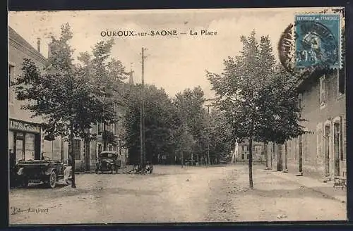 AK Ouroux-sur-Saône, La Place avec des arbres et des voitures d`époque