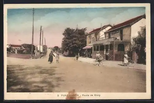 AK Pont-Paron, Route de Givry avec passants et commerces