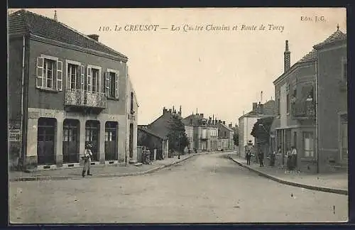 AK Le Creusot, Les Quatre Chemins et Route de Torcy