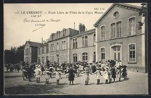 AK Le Creusot, Ecole Libre de Filles de la Croix Menée