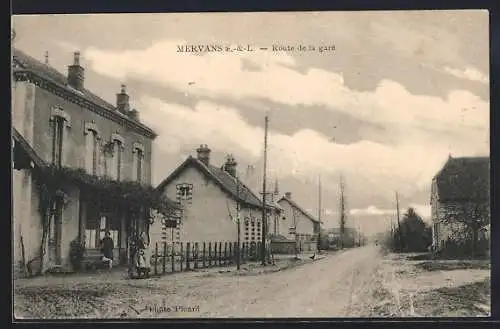 AK Mervans /Saone-et-Loire, Route de la gare