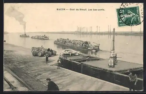 AK Macon /Saone-et-Loire, Quai du Breuil, Les bas-ports