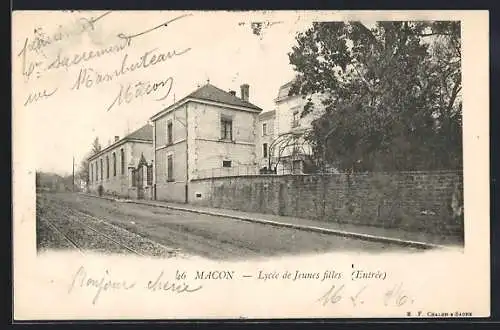 AK Macon /Saone-et-Loire, Lycie de Jeunes filles, Entrée