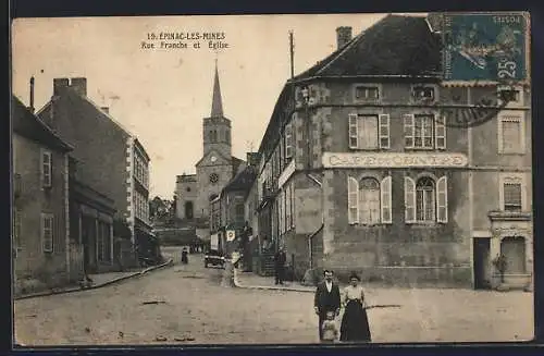 AK Épinac-les-Mines, Rue Franche et Eglise