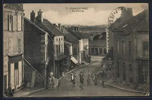 AK Épinac-les-Mines, Rue Franche, Strassenpartie