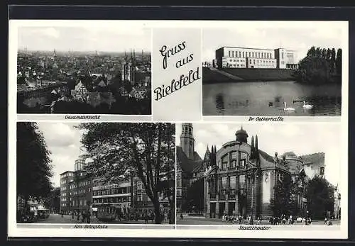 AK Bielefeld, Dr. Oetkerhalle, Gesamtansicht, Am Jahnplatz, Stadttheater