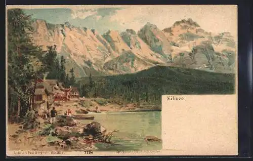 Lithographie Eibsee, Partie am See