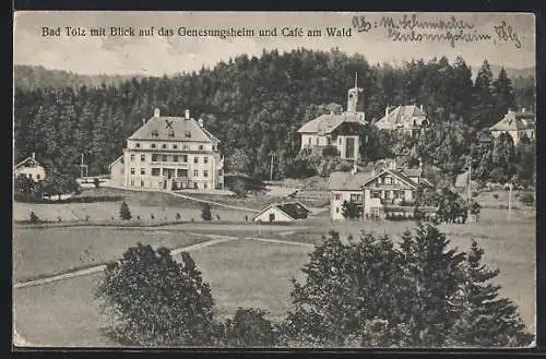 AK Bad Tölz, Ortsansicht mit Blick auf das Genesungsheim und Café am Wald